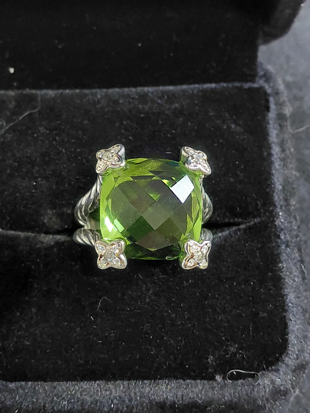 David Yurman Cushion Set Peridot Size 6